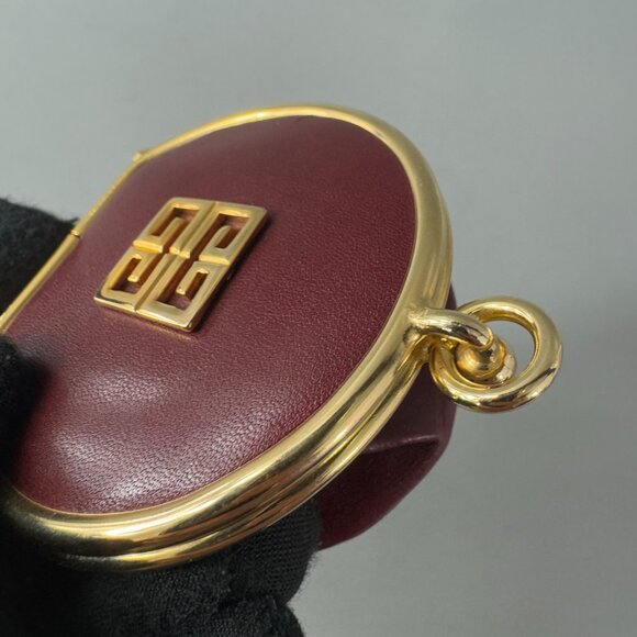 Authentic Vintage GIVENCHY Coin Case Wallet Purse 4G Logo Bordeaux Gold Leather - Picture 13 of 14